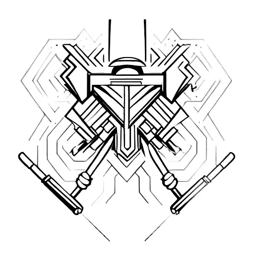 A minimalist representation of a soundwave transforming into a dumbbell tattoo design idea