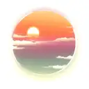 sun over moon reflected deep color with horizon line inbetween tattoo design idea