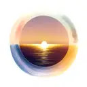 sun over moon reflected deep color with horizon line inbetween tattoo design idea