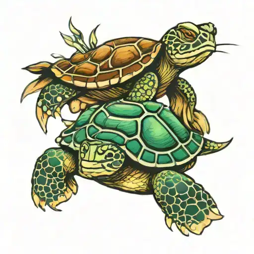 Turtle and crab tattoo design idea
