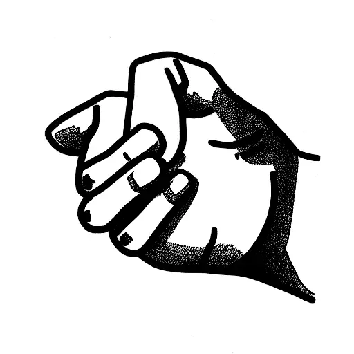 minimalistic hands holding, red ink thread tattoo design idea