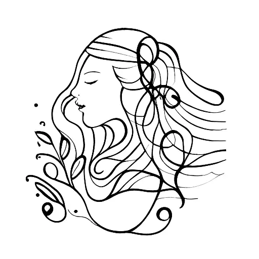 A woman playing the piano with sensual movements tattoo design idea