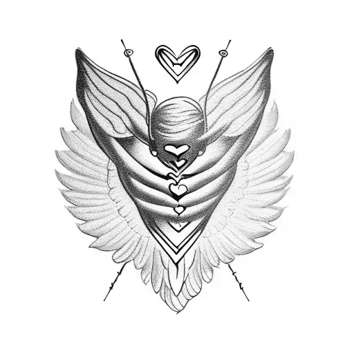 cupid hugs a tribal tattoo design idea
