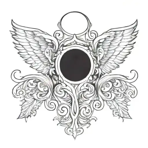 symmetrical angel wings tattoo design idea