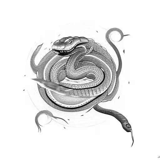 ouroboro snake biting itself on the tail. shape of a circle tattoo design idea