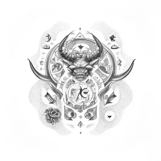 sleeve with zodiac signs of cancer and scorpio tattoo design idea