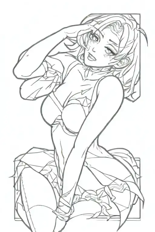  ahegao anime girl with cleavage   tattoo design idea