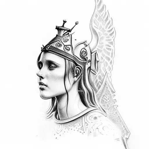 Joan of Arc kneeling tattoo design idea