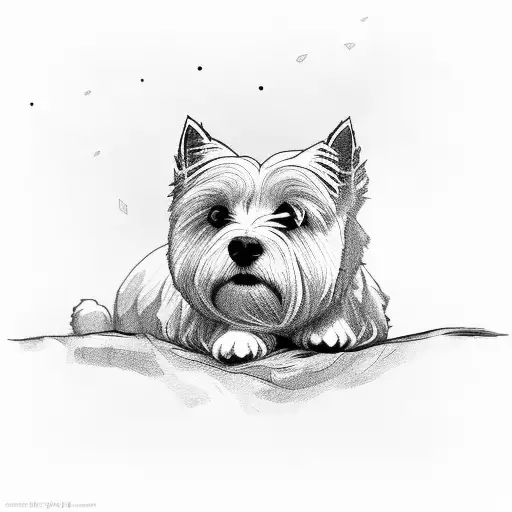 westie sleeping under tree  tattoo design idea