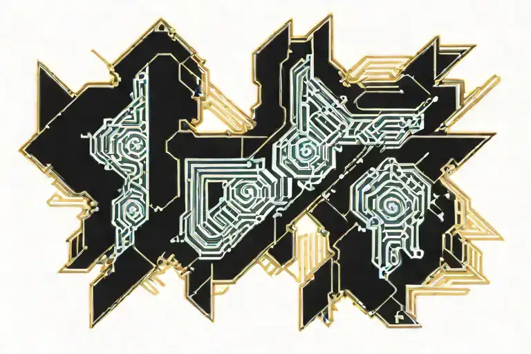 cyber sigilism tattoo design idea