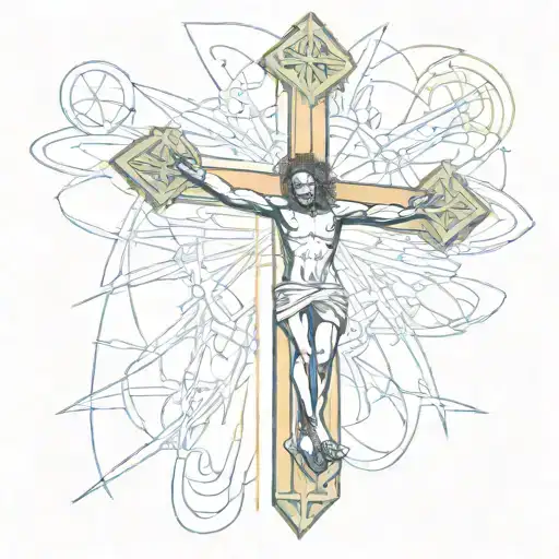 a silver ethiopian crucifix drawn in the style of a louis vuitton concept art. with a lot of shading, futuristic like  tattoo design idea