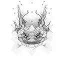 glass shard, lady face, rattlesnake  tattoo design idea