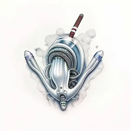 alien smoking weed tattoo design idea