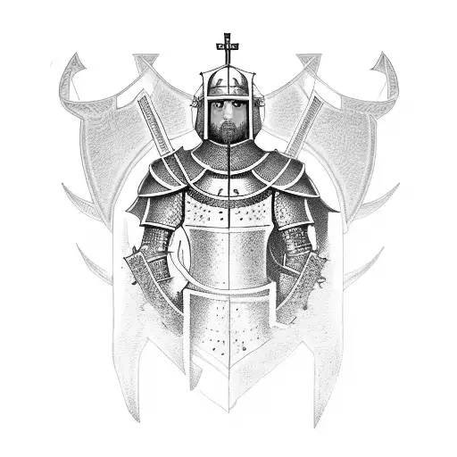 holy crusader knight tattoo design idea
