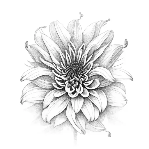 chrysanthemum with Lily flowers tattoo design idea