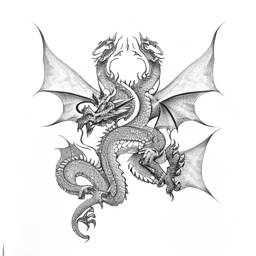dragon with crosses tattoo design idea