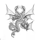 dragon with crosses tattoo design idea
