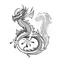 dragon with crosses tattoo design idea