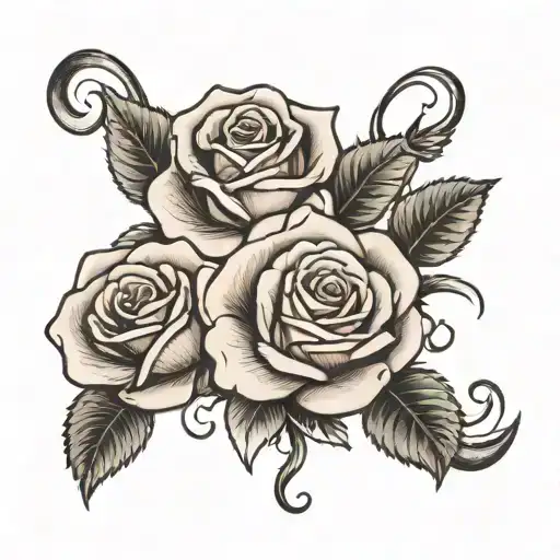 rose with James, Brenda, and Anna written in the stem tattoo design idea
