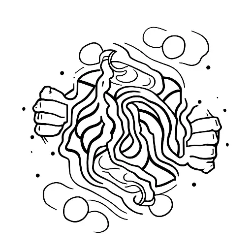 two fist bumping into each other with red string around tattoo design idea