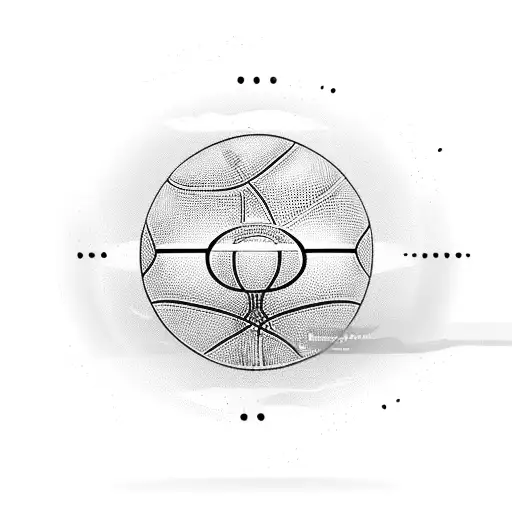A basketball spinning on top of a record player, with musical notes coming out of it tattoo design idea