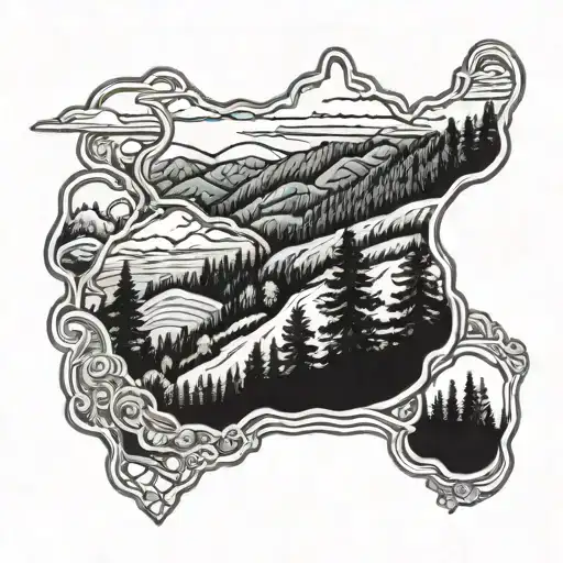 blue ridge mountains trail leading tattoo design idea
