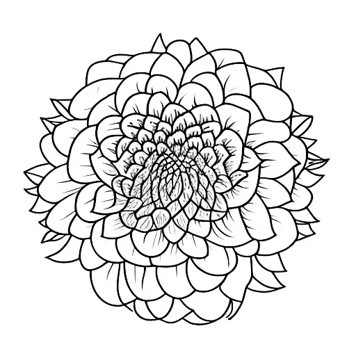 dahlia, dandelion, forget me not tattoo design idea