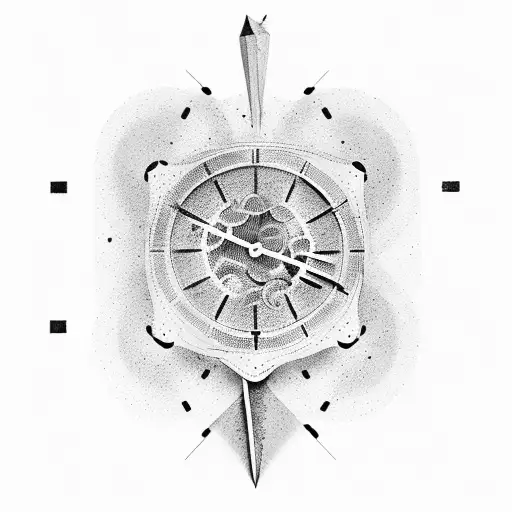 clock breaking apart in the desert  tattoo design idea