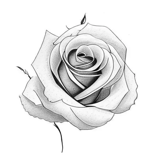 Create a delicate fine line tattoo design that features a single, realistic rose in full bloom, with intricate details i tattoo design idea