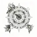 A geometric clock design intertwined with a Bible verse tattoo design idea