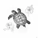 turtle, hibiscus tattoo design idea