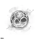 balón de fútbol con un control de Xbox al fondo  tattoo design idea