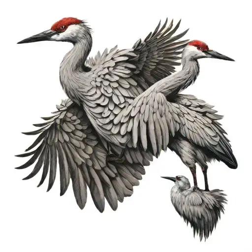 two sandhill crane  tattoo design idea