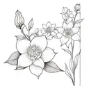 fine line rose, daffodil, water lily, lily of the valley  tattoo design idea