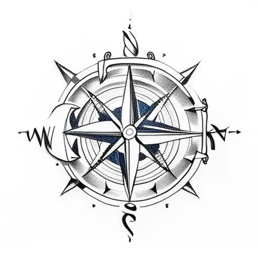 compass and anchor tattoo design idea