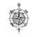 compass and anchor tattoo design idea