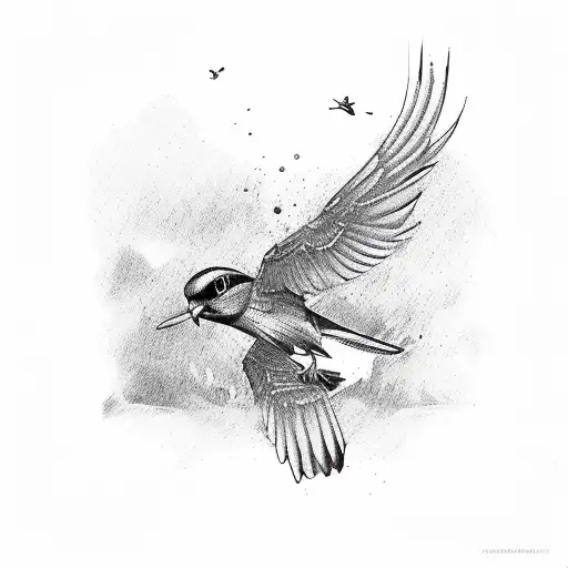 flying sparrow  tattoo design idea