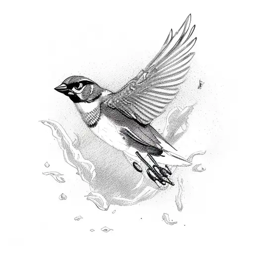 Flying sparrow  tattoo design idea