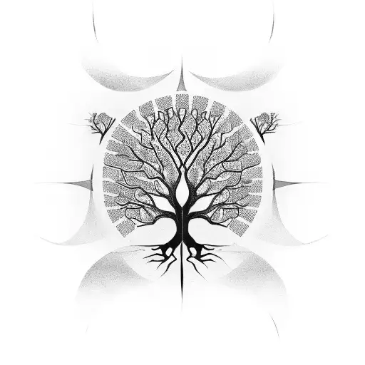 Tree of life with flying birds tattoo design idea