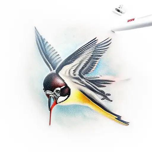 Flying sparrow with  tattoo design idea