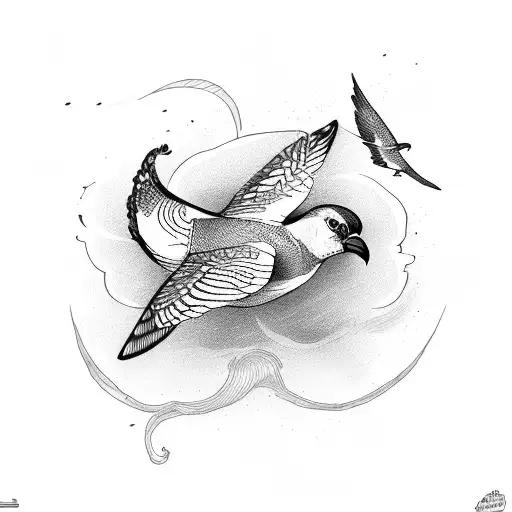 Flying sparrow with rose tattoo design idea