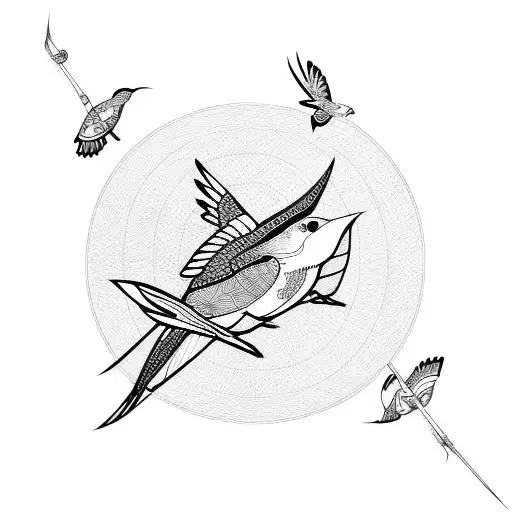 Flying sparrow  tattoo design idea