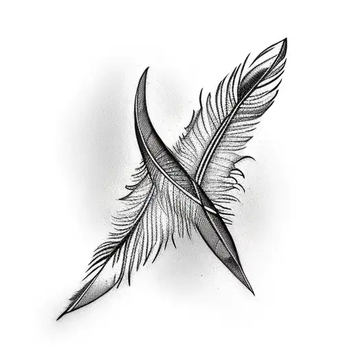 Feather with flying birds tattoo design idea
