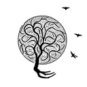 Tree of life with flying birds tattoo design idea