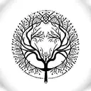 Tree of life with flying birds tattoo design idea