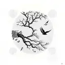 Tree of life with flying birds tattoo design idea