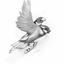 Flying sparrow  tattoo design idea