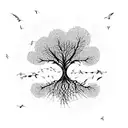 Tree of life with flying birds tattoo design idea