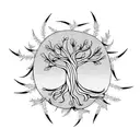 Tree of life with flying birds tattoo design idea
