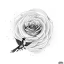 Flying sparrow carrying a rose tattoo design idea